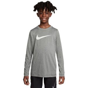 Nike Big Kids Dri-fit Legend Logo-Print Long-Sleeve Training T-Shirt - Tumbled G